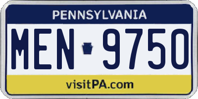 PA license plate MEN9750