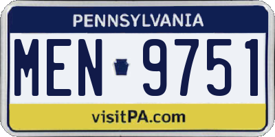 PA license plate MEN9751