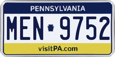 PA license plate MEN9752