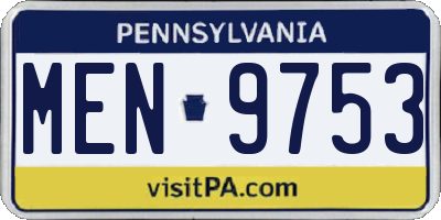 PA license plate MEN9753