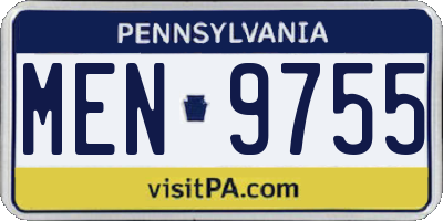 PA license plate MEN9755