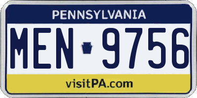 PA license plate MEN9756