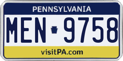 PA license plate MEN9758