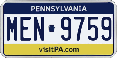 PA license plate MEN9759