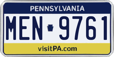 PA license plate MEN9761