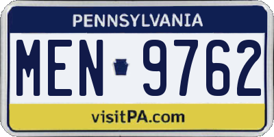 PA license plate MEN9762