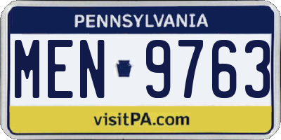 PA license plate MEN9763