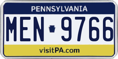 PA license plate MEN9766