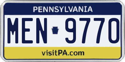 PA license plate MEN9770
