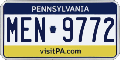 PA license plate MEN9772