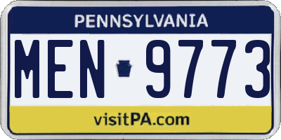 PA license plate MEN9773