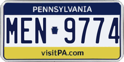 PA license plate MEN9774
