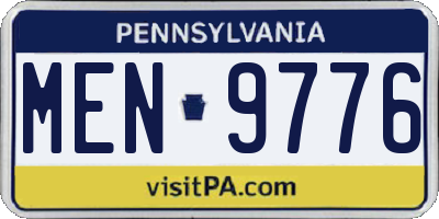 PA license plate MEN9776