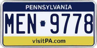 PA license plate MEN9778