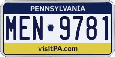 PA license plate MEN9781