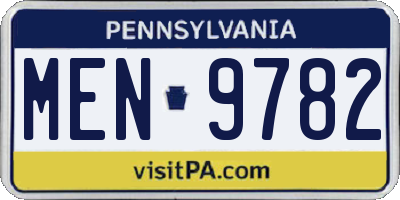 PA license plate MEN9782
