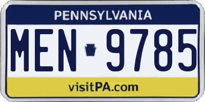 PA license plate MEN9785