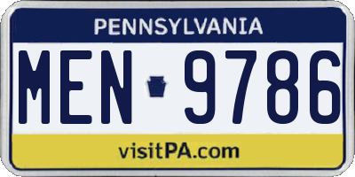 PA license plate MEN9786