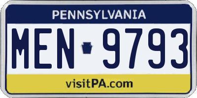 PA license plate MEN9793