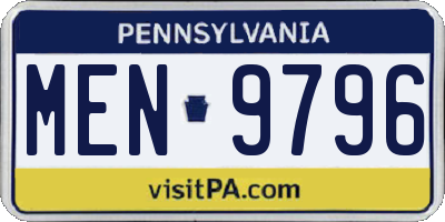 PA license plate MEN9796