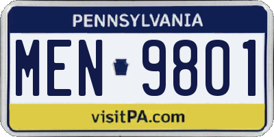 PA license plate MEN9801