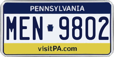 PA license plate MEN9802