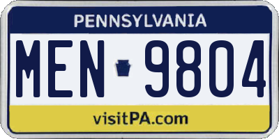 PA license plate MEN9804