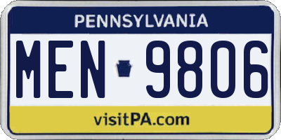 PA license plate MEN9806
