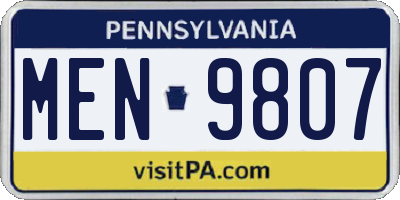 PA license plate MEN9807