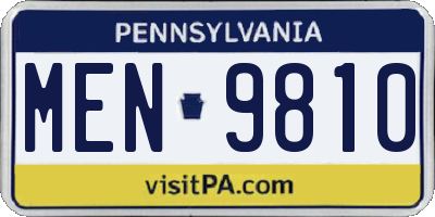 PA license plate MEN9810