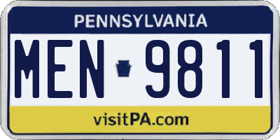 PA license plate MEN9811