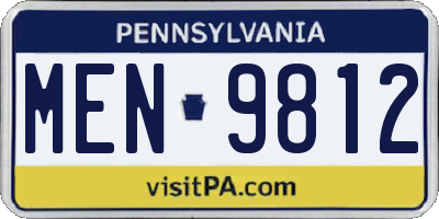 PA license plate MEN9812