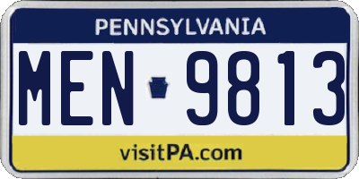 PA license plate MEN9813