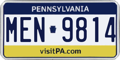 PA license plate MEN9814
