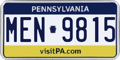 PA license plate MEN9815