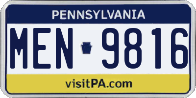 PA license plate MEN9816