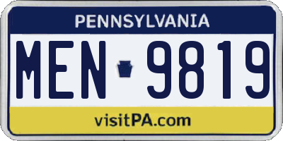 PA license plate MEN9819