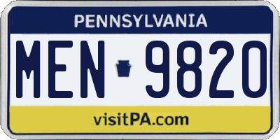 PA license plate MEN9820