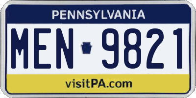 PA license plate MEN9821