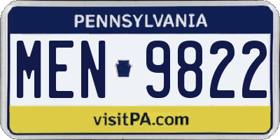 PA license plate MEN9822