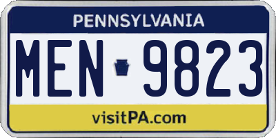 PA license plate MEN9823