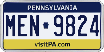 PA license plate MEN9824