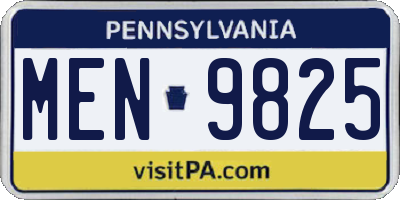 PA license plate MEN9825