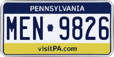 PA license plate MEN9826