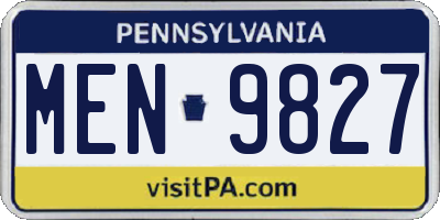 PA license plate MEN9827