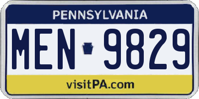 PA license plate MEN9829