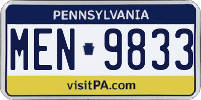 PA license plate MEN9833