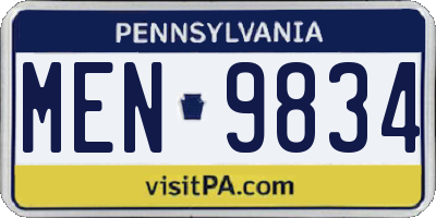 PA license plate MEN9834