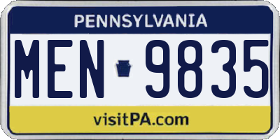 PA license plate MEN9835
