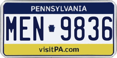 PA license plate MEN9836